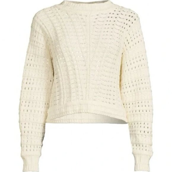 NWT ELIE. ELIE TAHARI Eyelet Knit Pullover Sweater Ivory‎ 100% Cotton Size LARGE - Picture 3 of 15